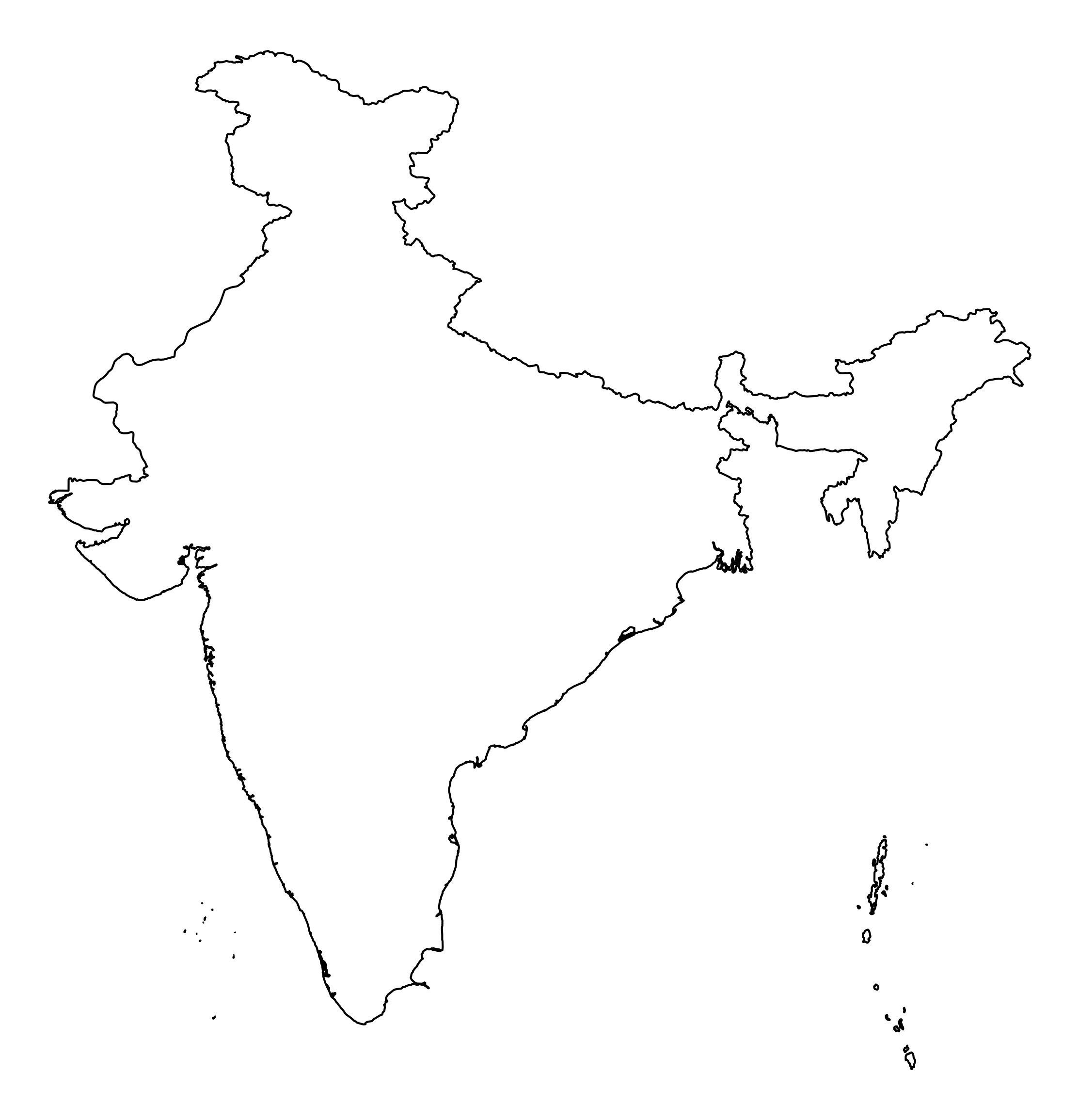 Outline map of India marking RL Group office locations
